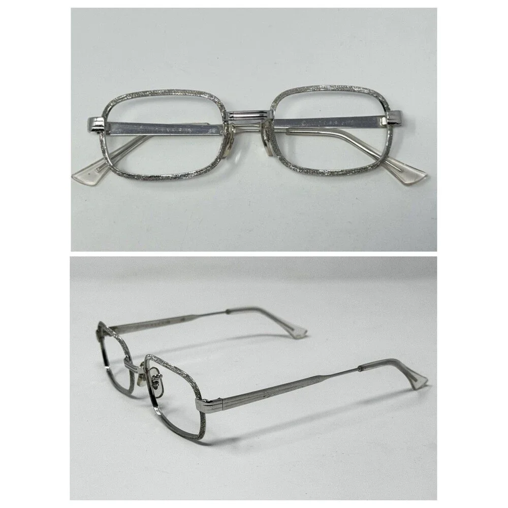 1970s Allan U.S.A. Silver Glitter New Old Stock Eyeglass Frames 45-17-135